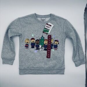 Peanuts Charlie Brown Snoopy Light Up Christmas Sweatshirt Kids Size 8 NEW Gray